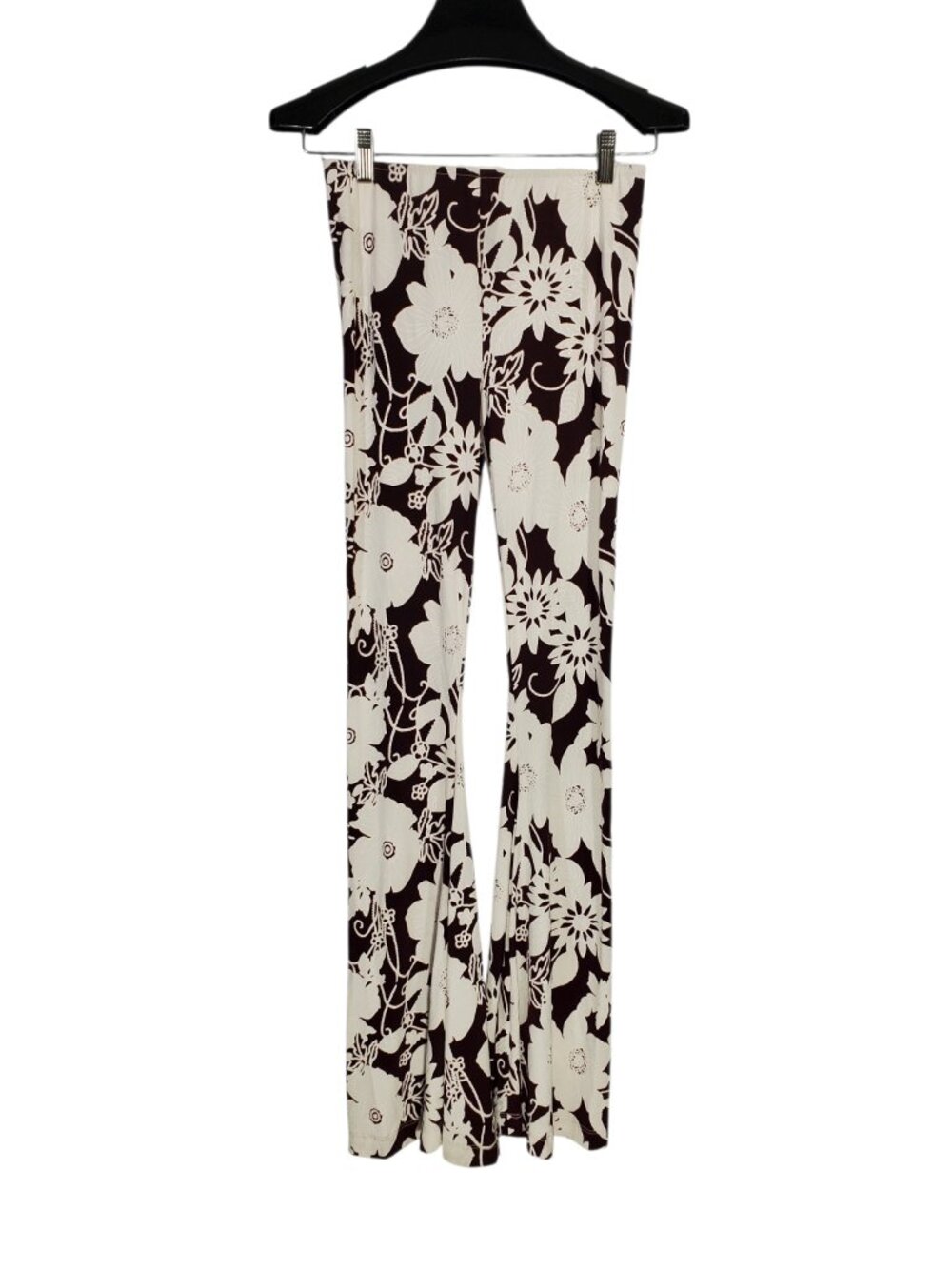 Show Me Your Mumu Pants Women's S Bell-Bottom Flare Lacey Floral Brown White